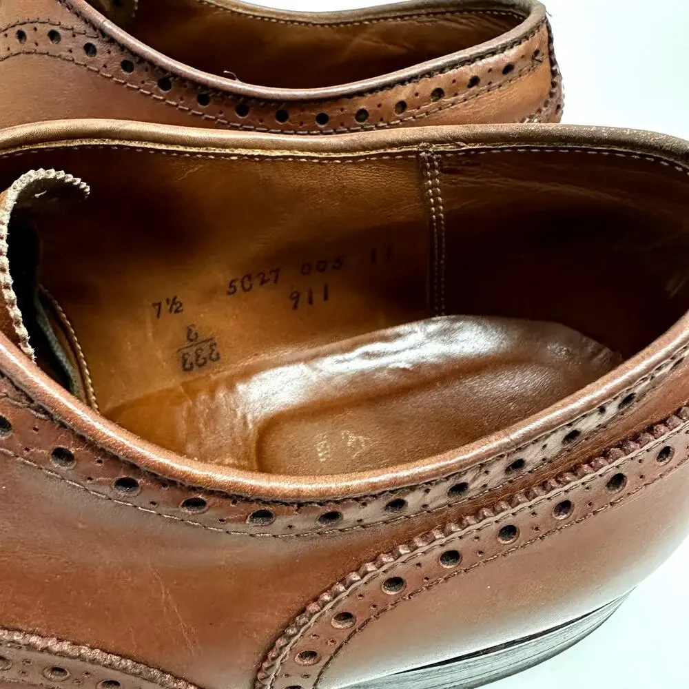 NEW HEELS Alden 911 Medallion Perf Tip Bal Oxford (Burnished Tan Calf) 7.5 E